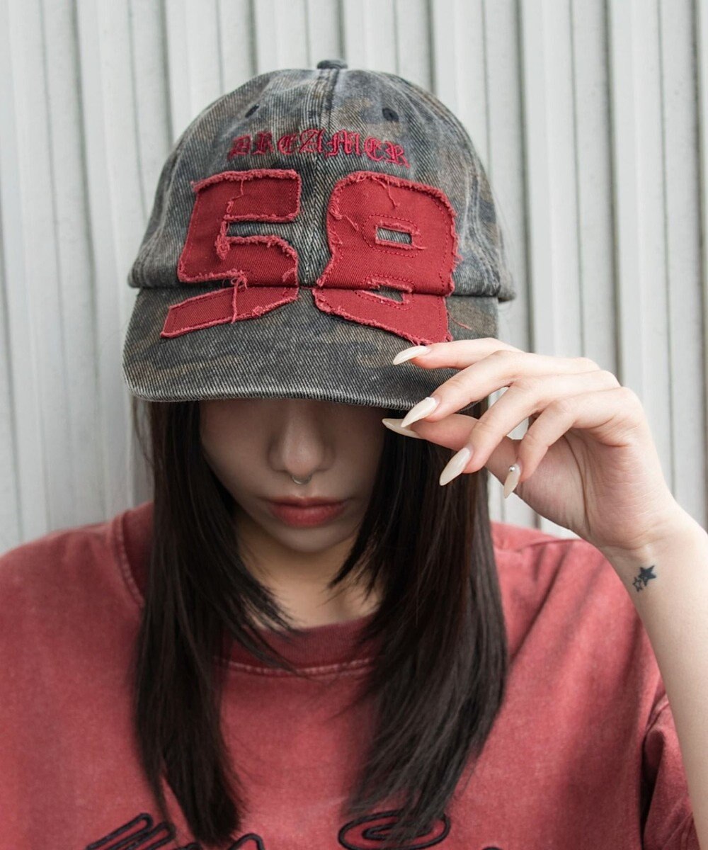 WEGO ナンバリングアップリケキャップ 