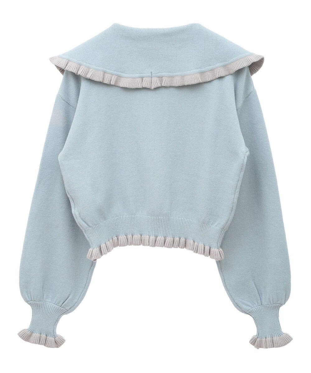 earth music&ecology 配色フリルカラーニットプルオーバー 