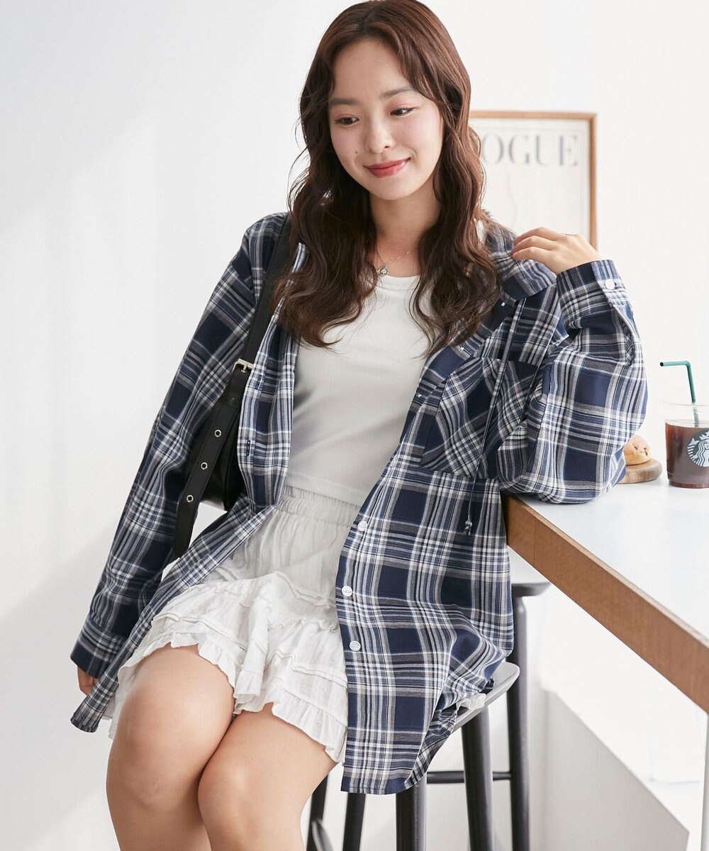 WEGO フードチェックBIGシャツ 