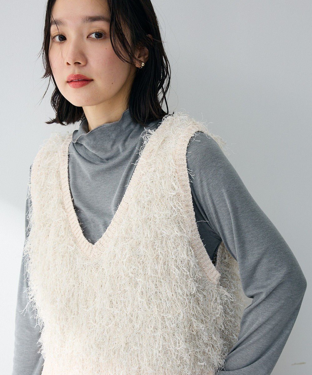 Green Parks ラメ入り毛足ニットベスト 