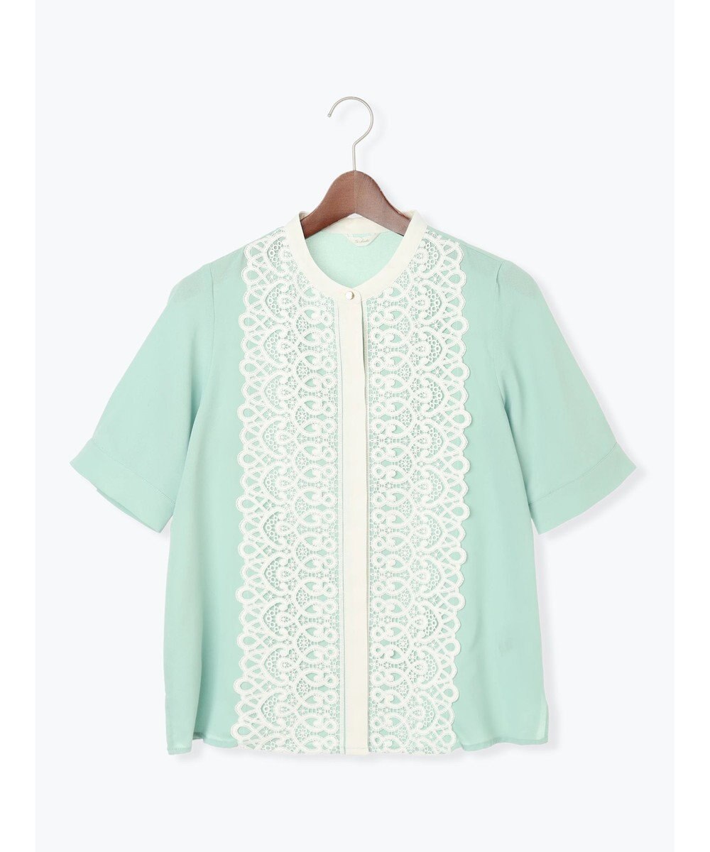 Te chichi 【WEB限定カラーあり】フロントレース5分袖ブラウス 