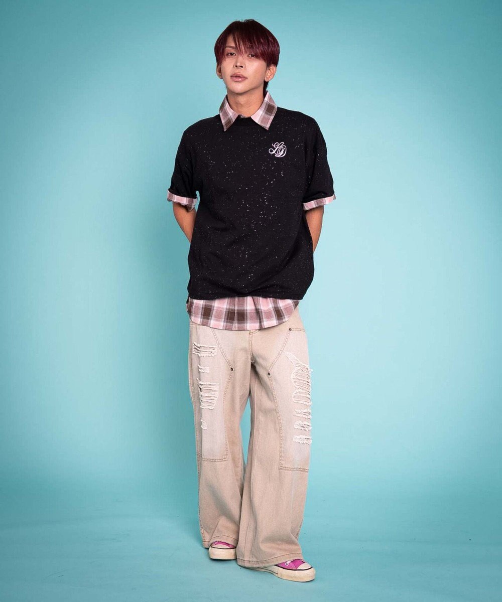 WEGO 【ユニセックス着用ITEM/MLサイズ展開】ラメグラフィックT（SS） 