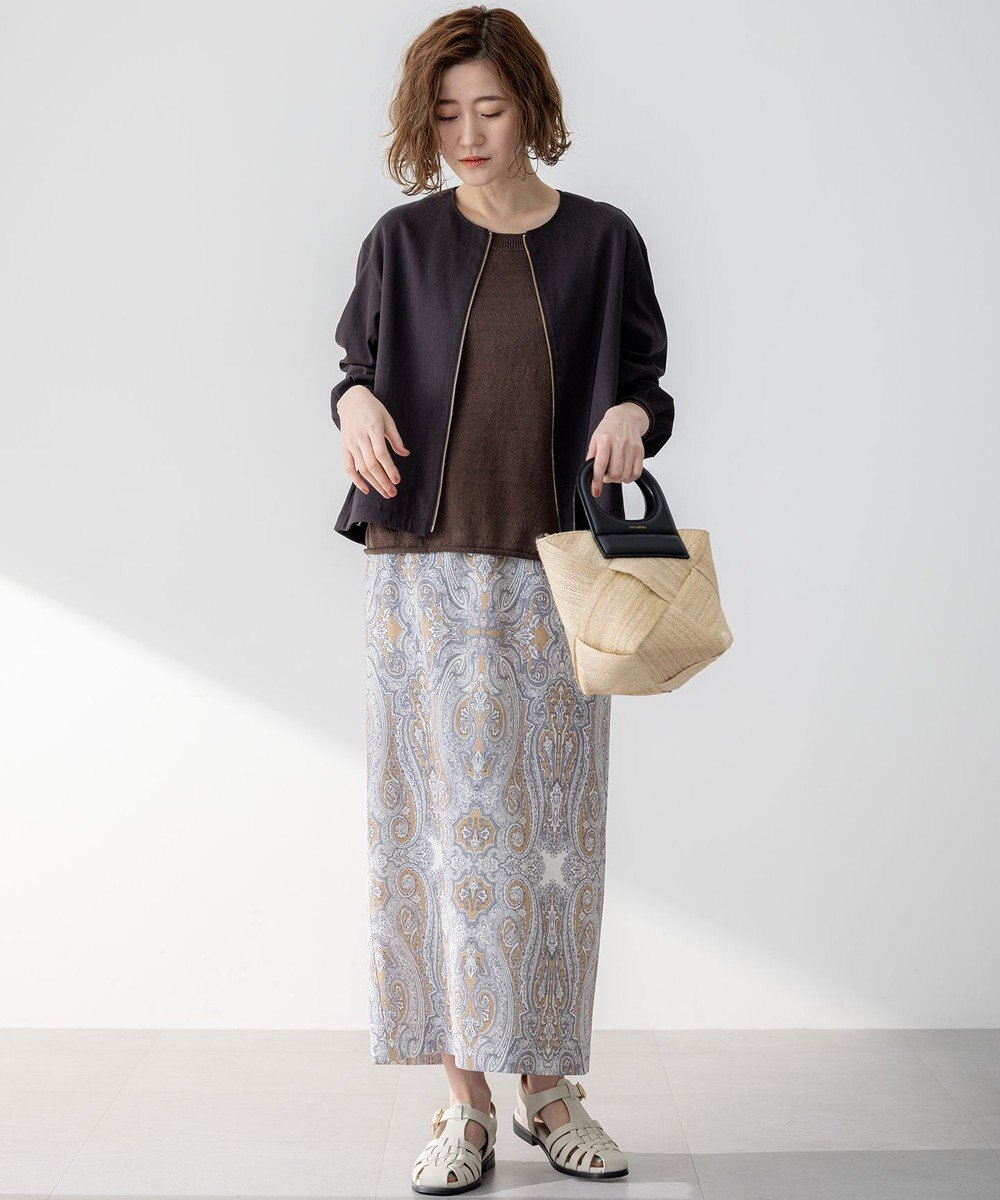 23区 【洗える】Rattiドローイングペイズリープリント スカート 