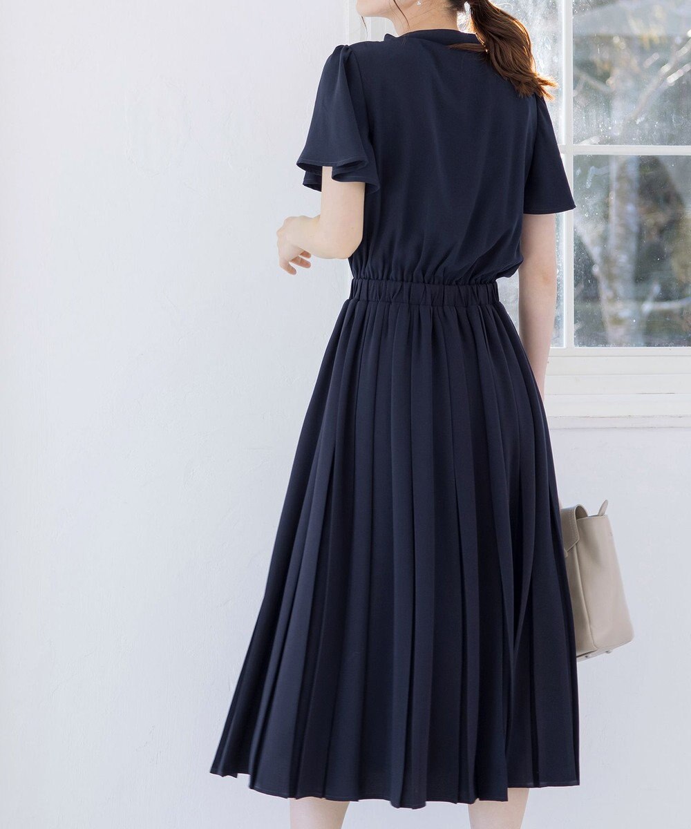 Tiaclasse 【洗える】リボンタイプリーツワンピース 