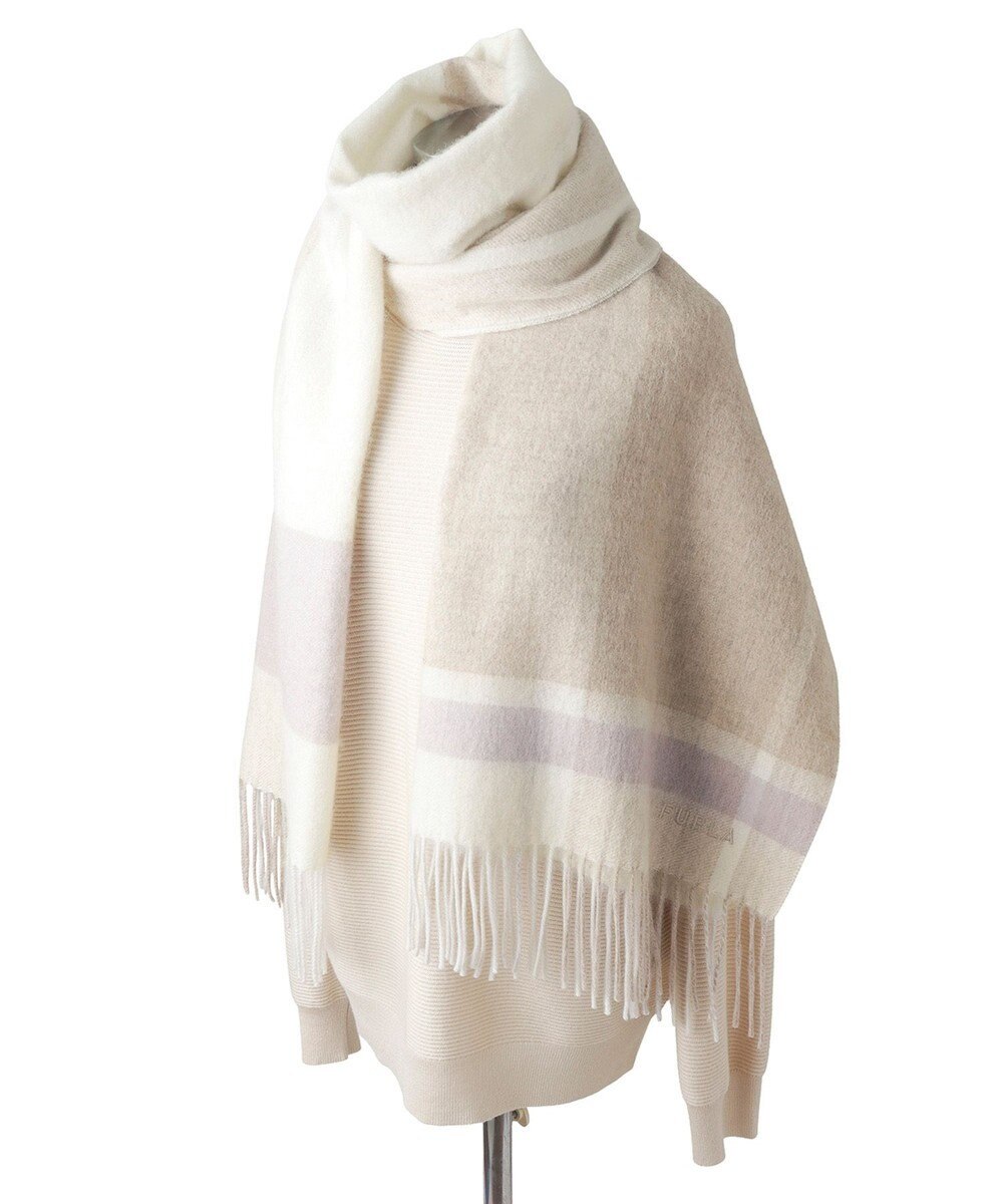 MOONBAT FURLA ウール超大判ブロックチェックラメストール/幅70cm 