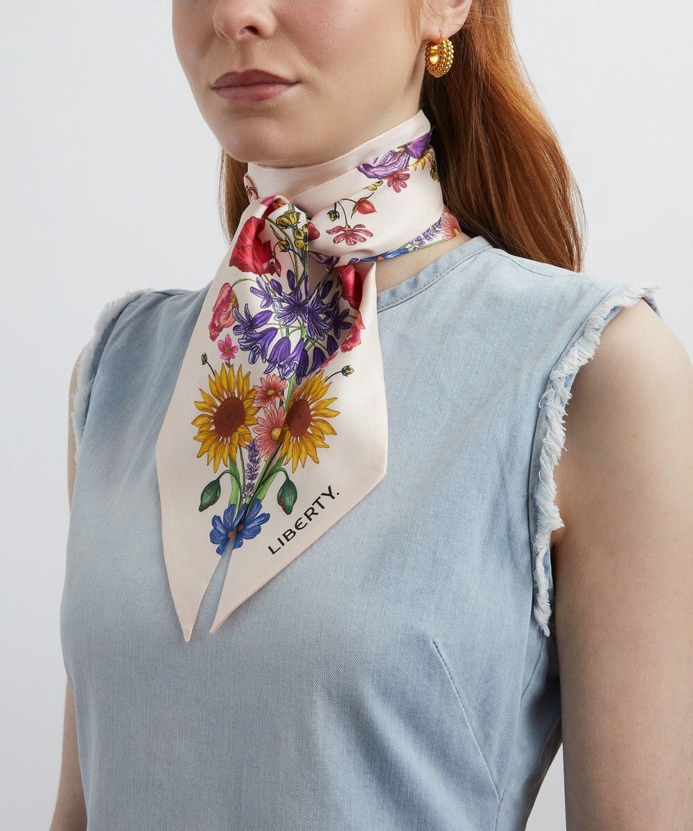 LIBERTY. フローラル・ミューズ 8x160スキニー シルク スカーフ 