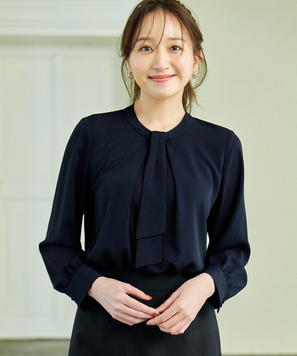 ANY L 【洗濯機可/2WAY】ボウタイブラウス 