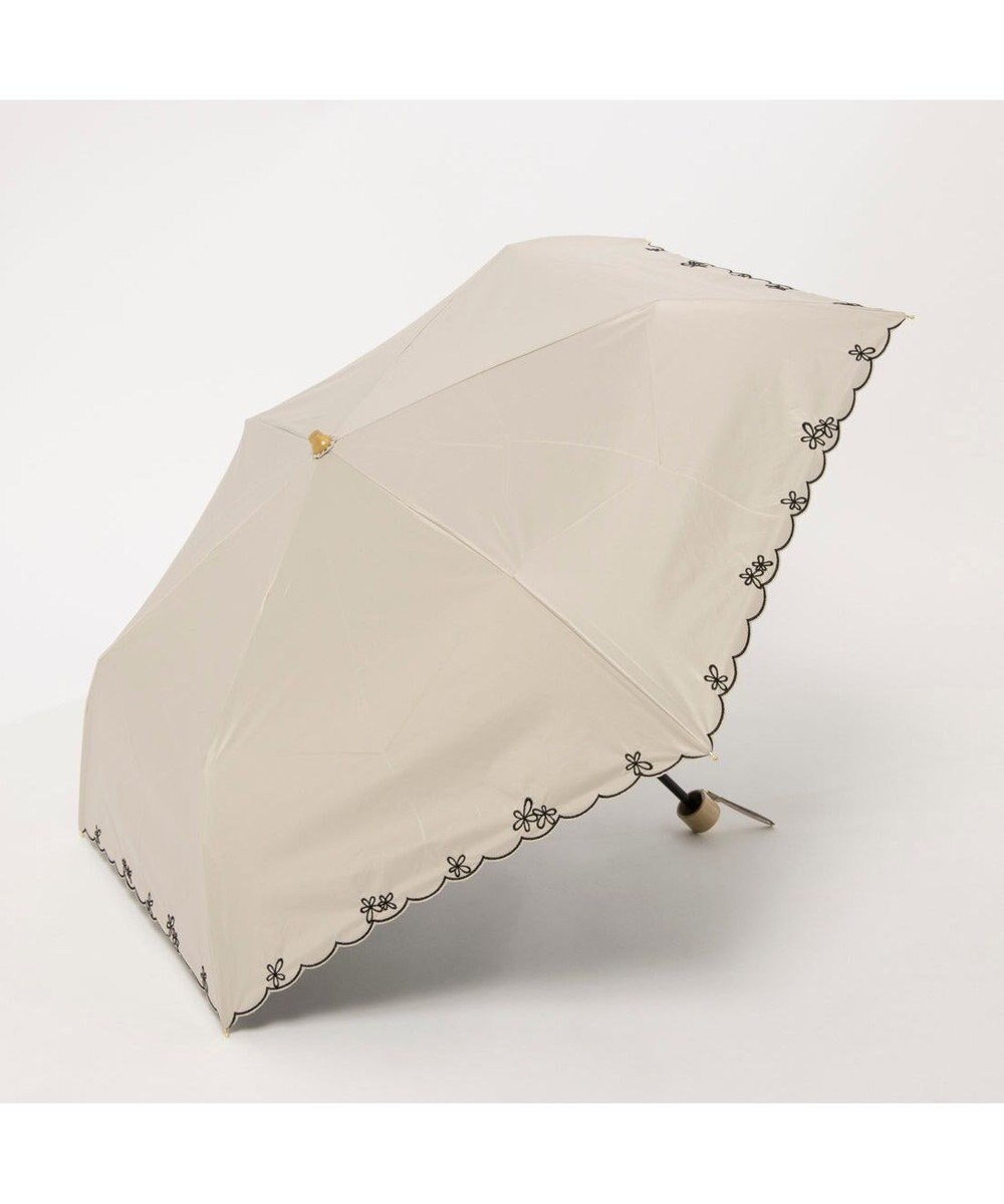 UNBILLION カシュネ cachenez /【晴雨兼用　日傘　UVカット率・遮光率100％生地使用 】PUプチフラワー刺繍ミニ折りたたみ傘 