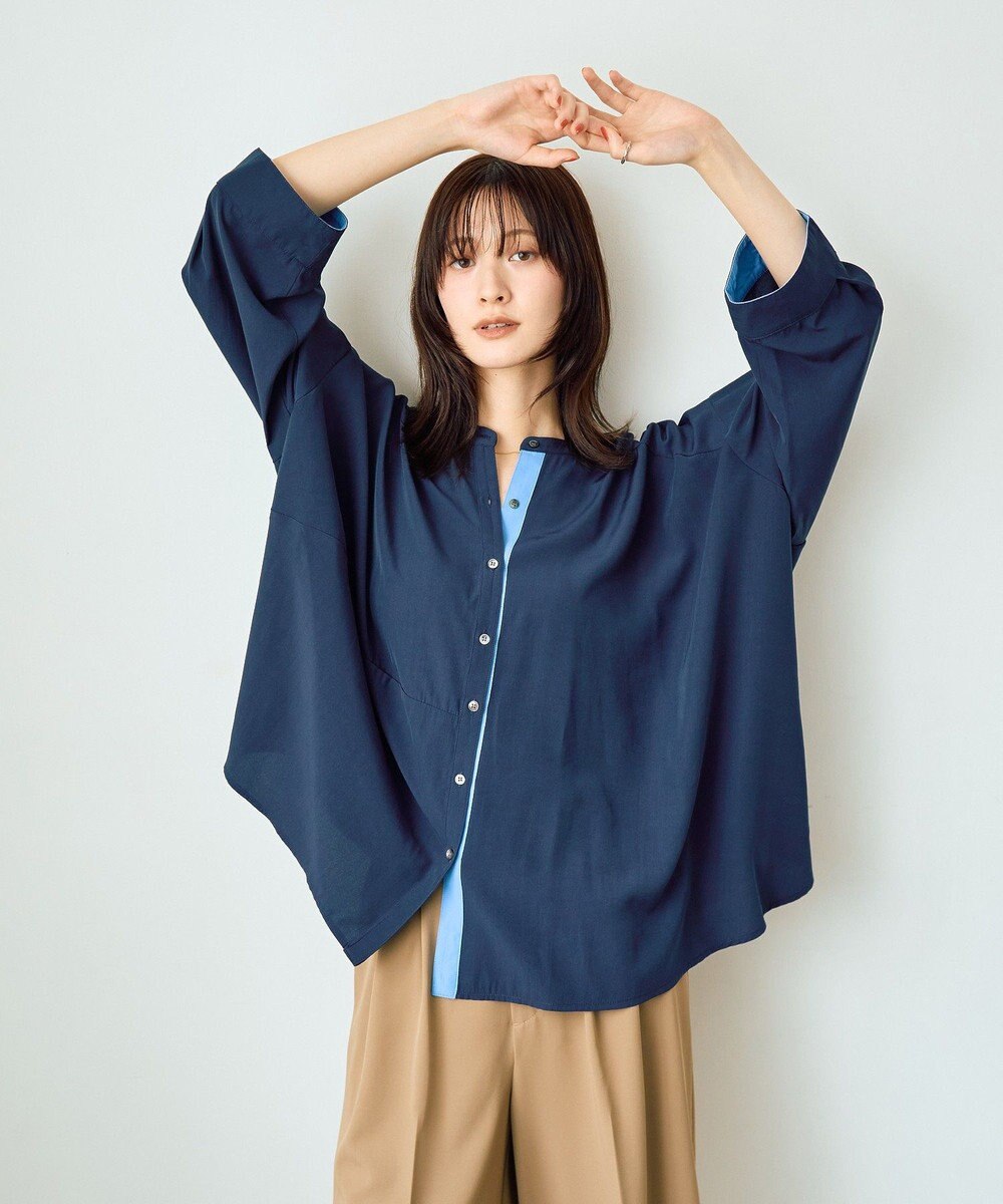 YECCA VECCA 2wayドロストスリーブバンドカラーシャツ 