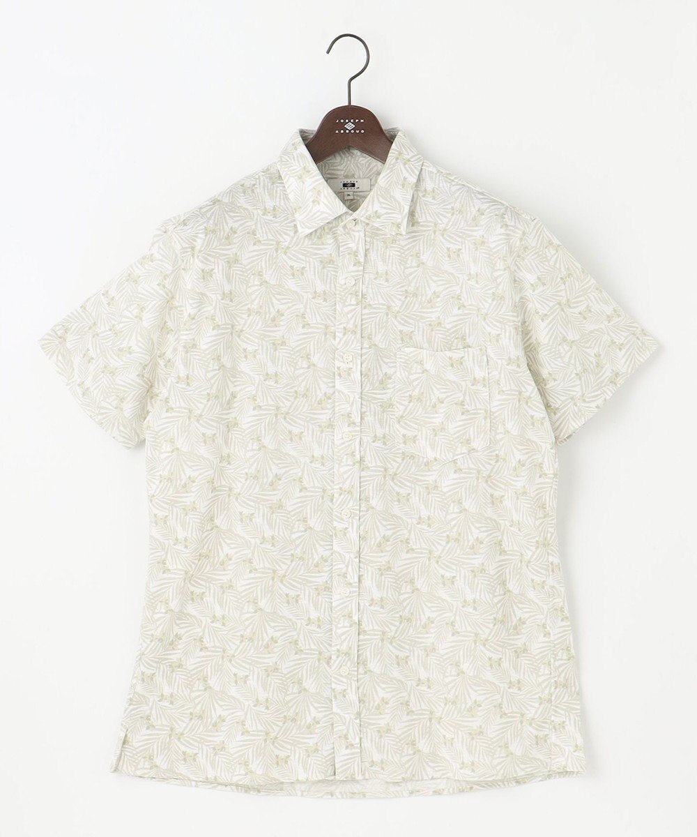 JOSEPH ABBOUD 【キングサイズ・リネン素材/清涼感/吸水速乾】リネンハニカムプリント 半袖 シャツ 