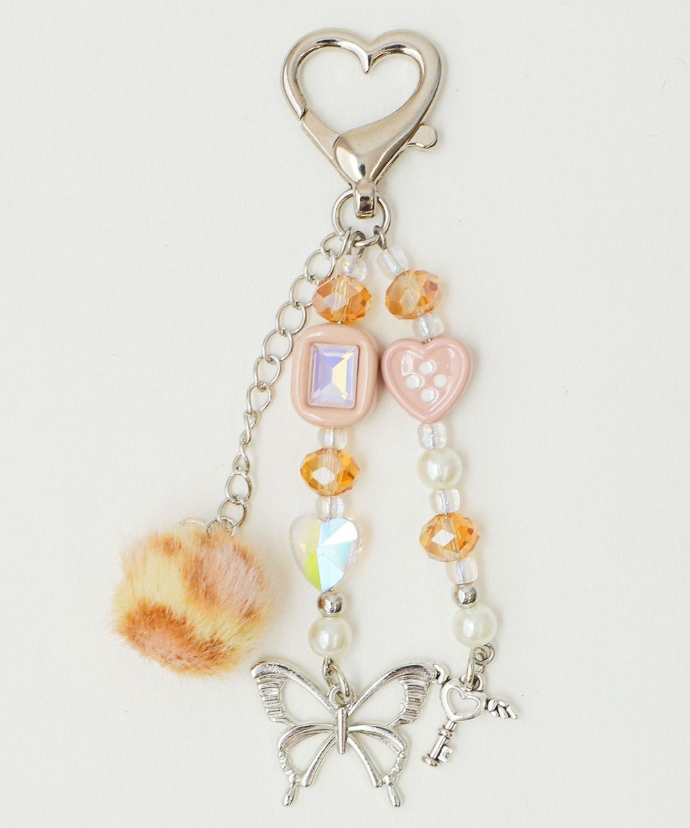 WEGO レオパードぽんぽんビーズキーホルダー 