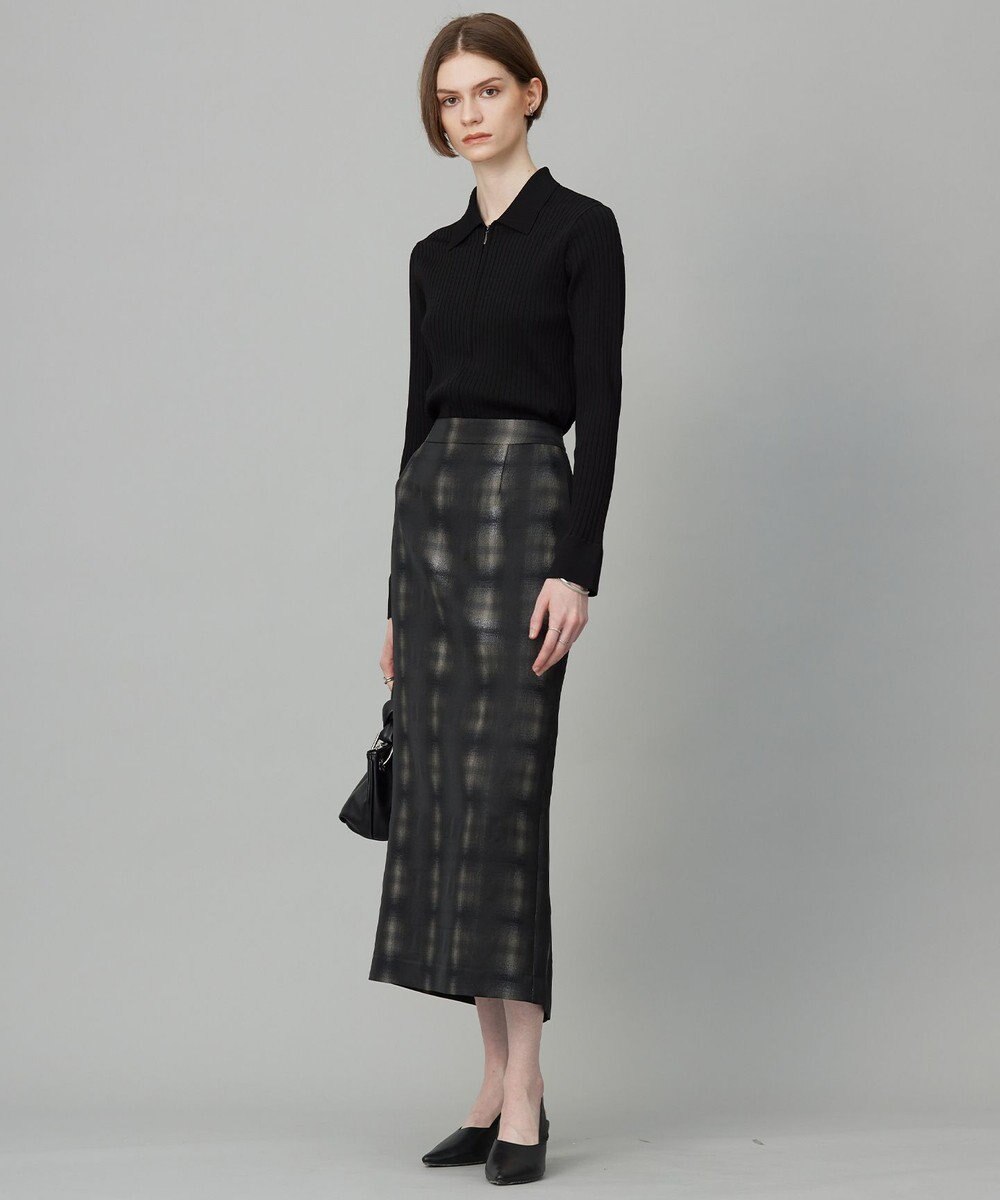 ICB 【洗える】シャイニーオンブレーチェック ストレートスカート 