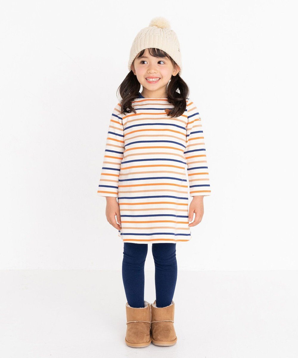 MIKI HOUSE HOT BISCUITS 【80-120cm】 ボーダー柄 長袖ワンピース 