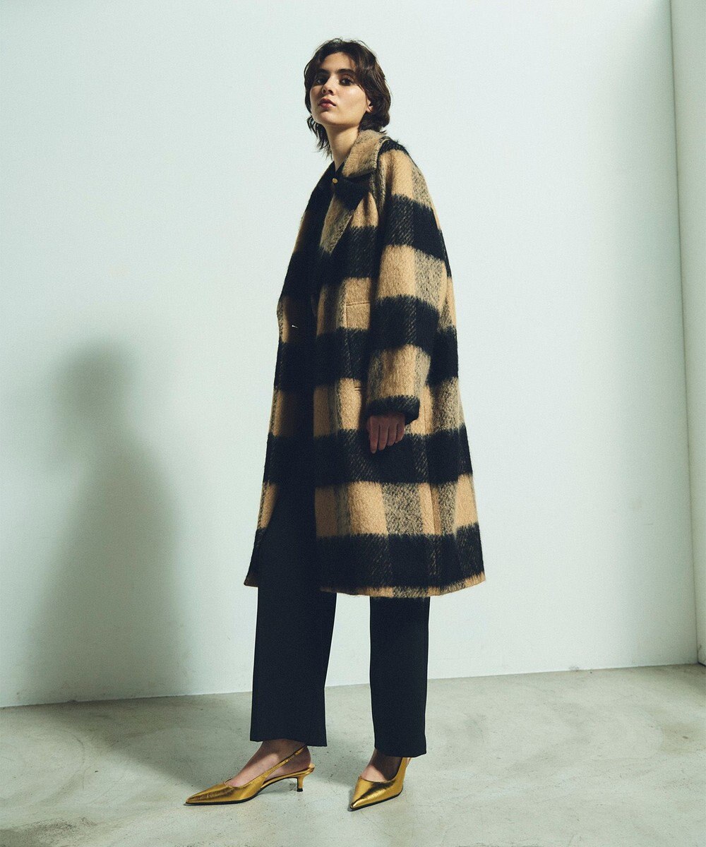 GRACE CONTINENTAL シャギーチェックチェスターコート 