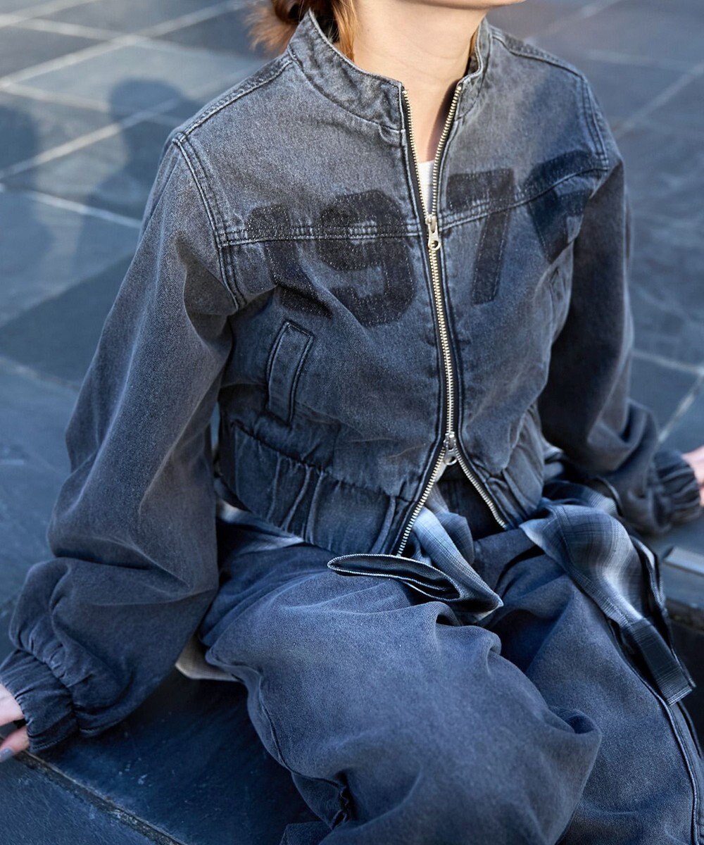 WEGO デニムショートバイカーブルゾン 