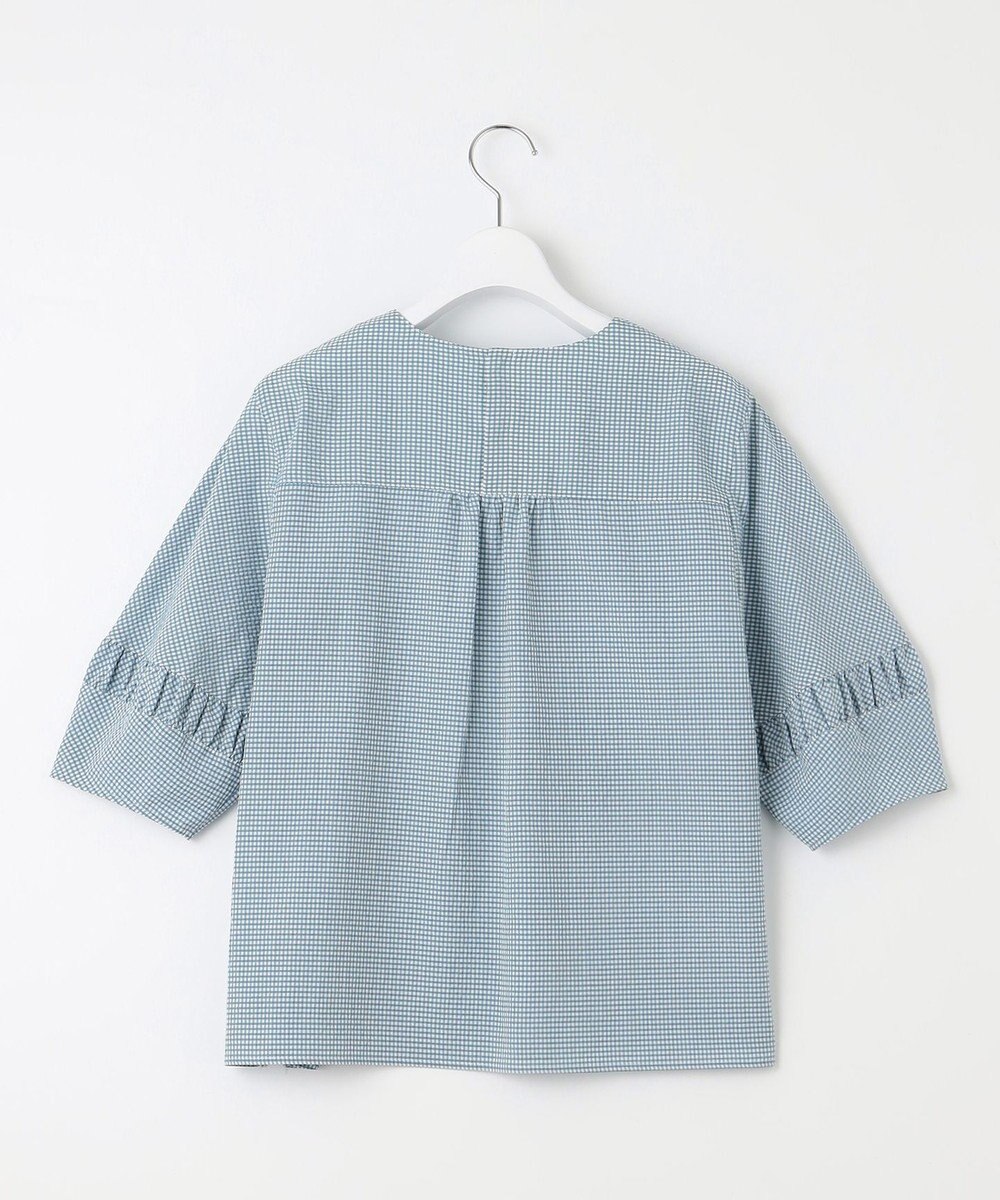 J.PRESS LADIES L 【洗える】アセVis ギンガム ボリュームスリーブ ブラウス 