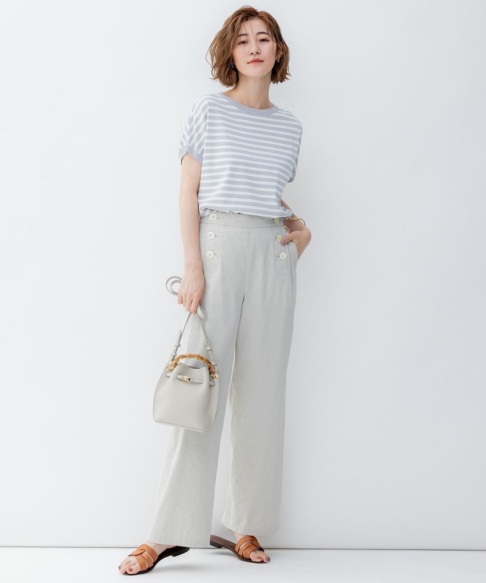 23区 【洗える】リネンヴィスコースストレッチ マリンパンツ 