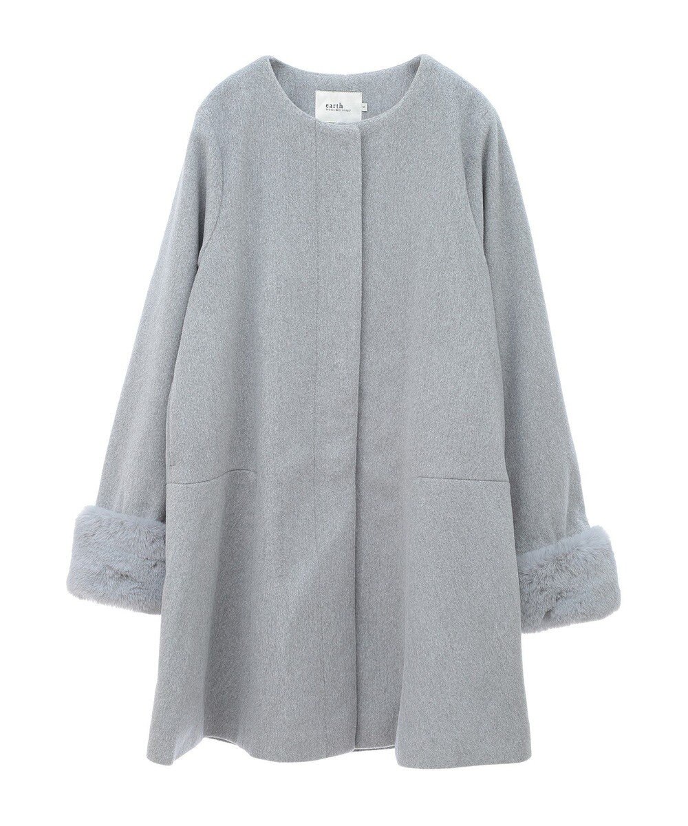 earth music&ecology ファーカフスノーカラーコート 