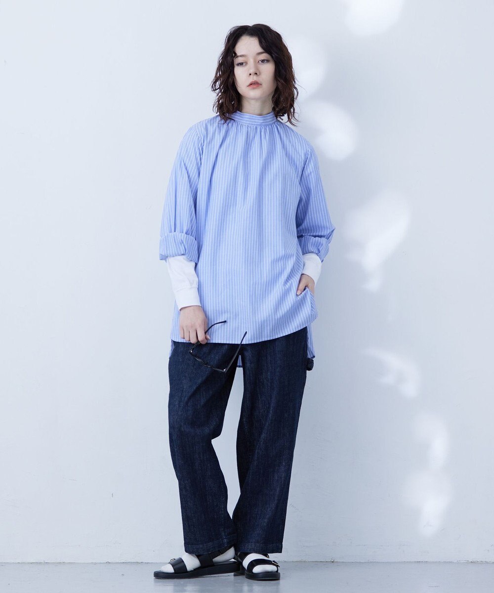 J.PRESS YORK STREET 【WOMEN】バックボタン ストライプブラウス 