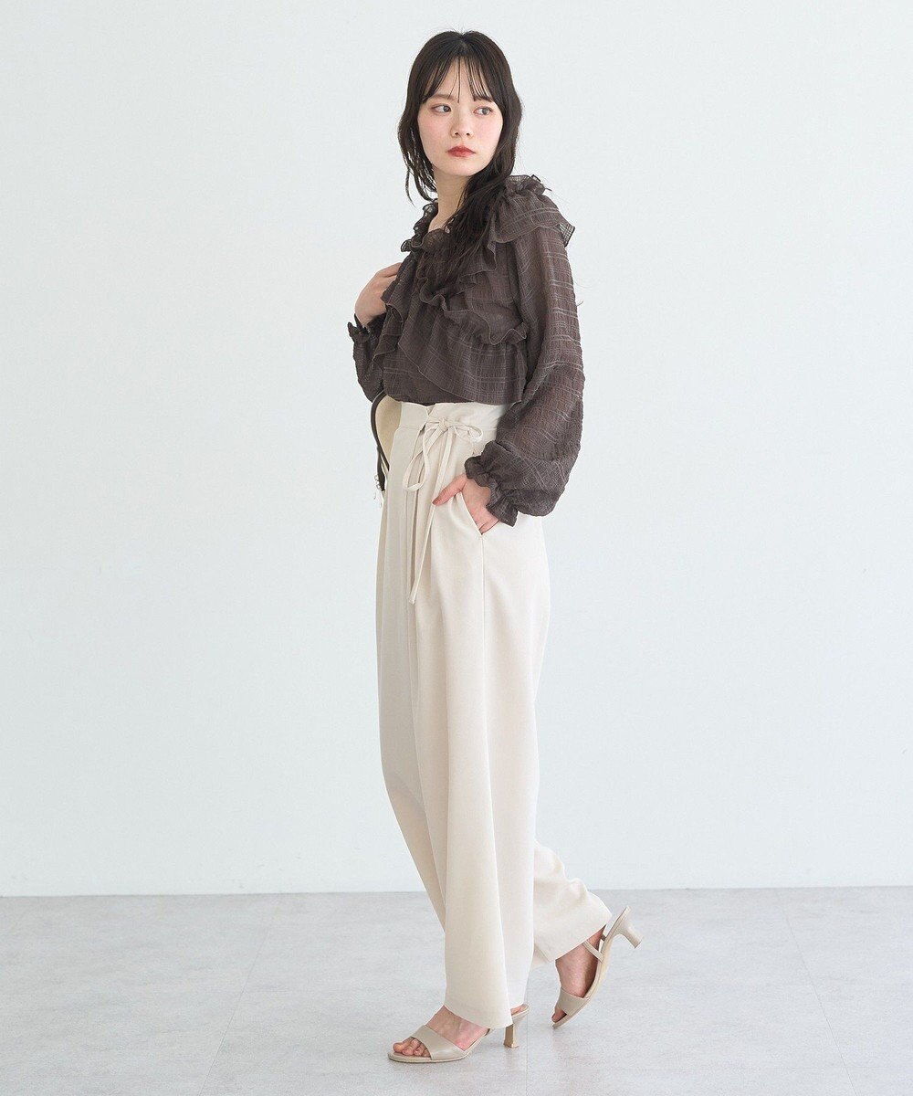 earth music&ecology シアーチェック2wayオフショルブラウス 