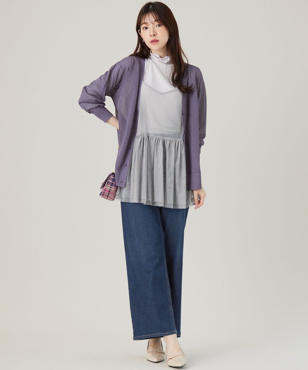 ANY SIS 【洗える】シアーVネック カーディガン 