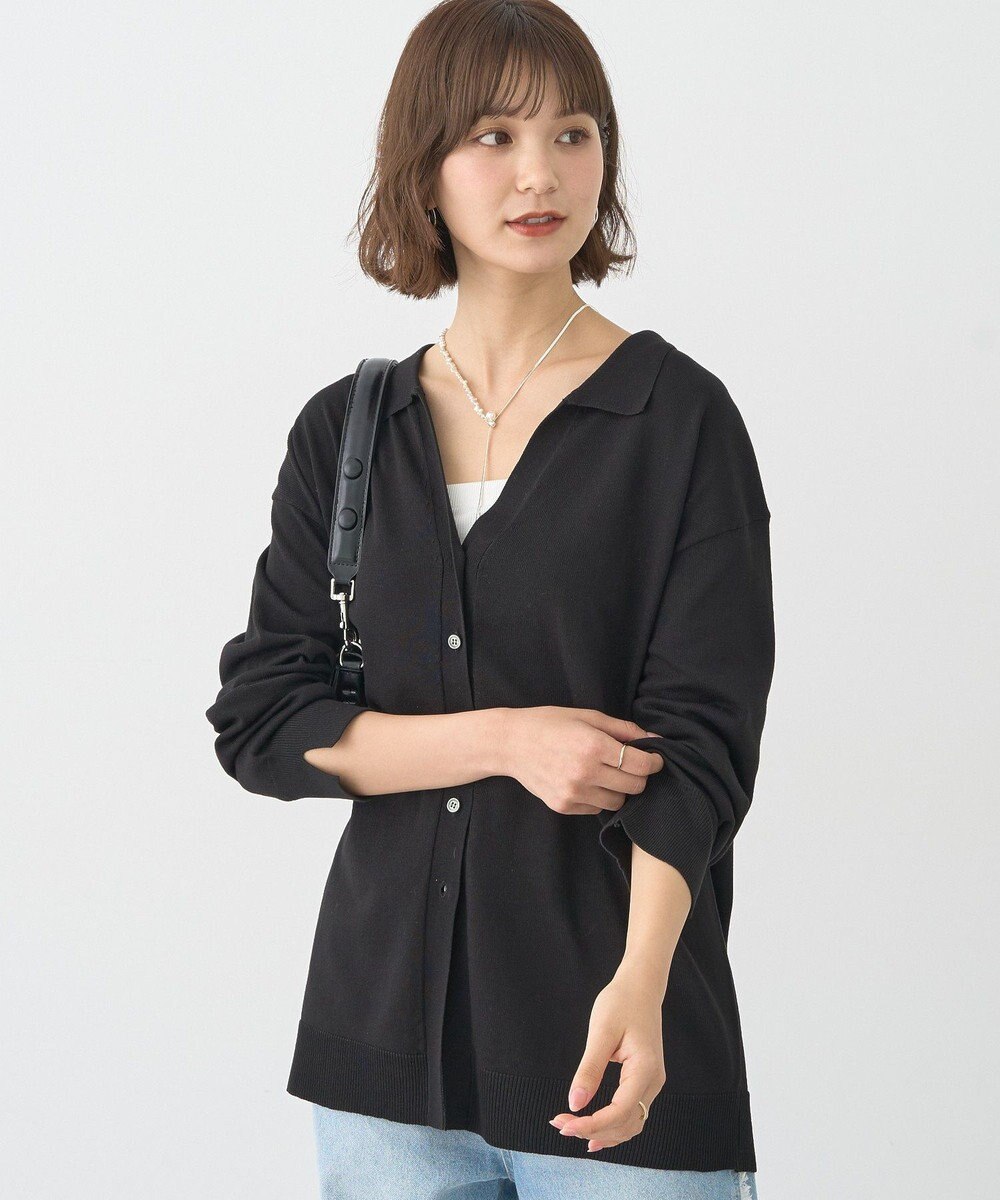 earth music&ecology 袖口スリットスキッパーカーディガン 