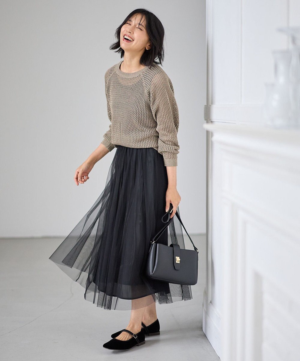ANY 【ウエストゴム】シャイニーチュールスカート 