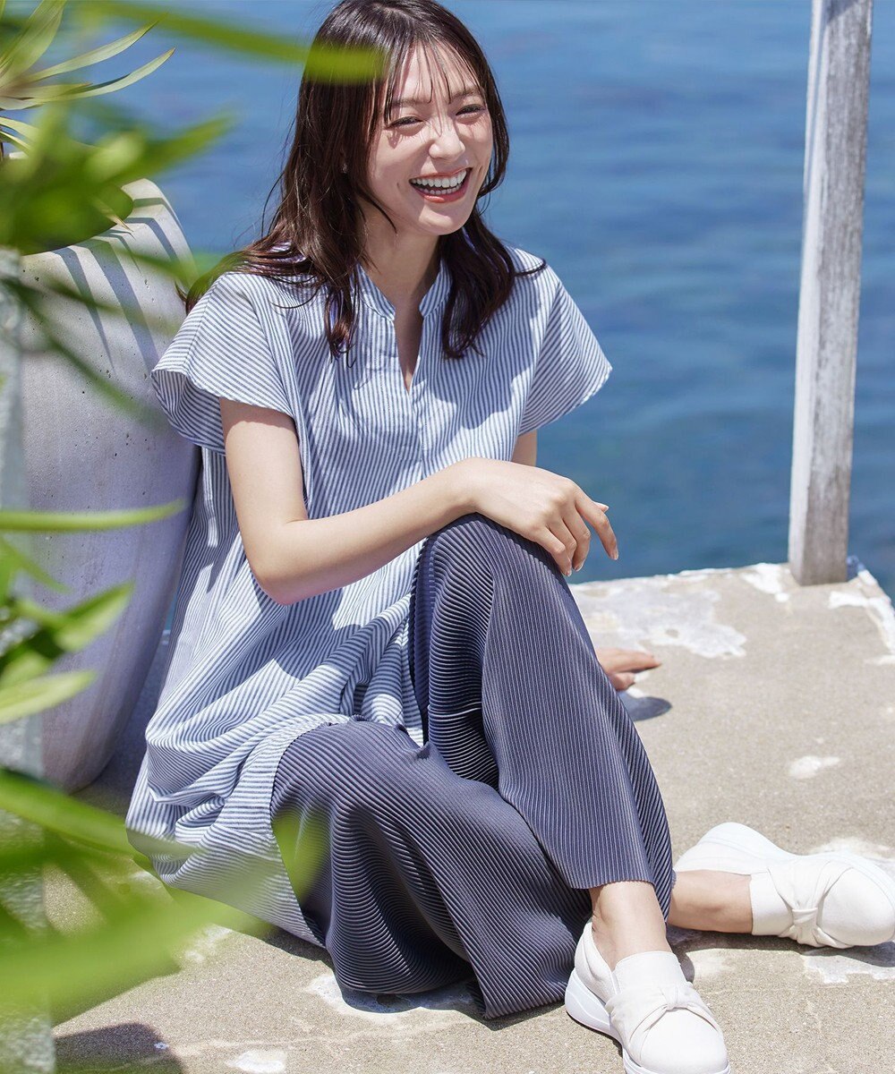 Tiaclasse 【洗える】リネンミックススキッパーシャツワンピース 