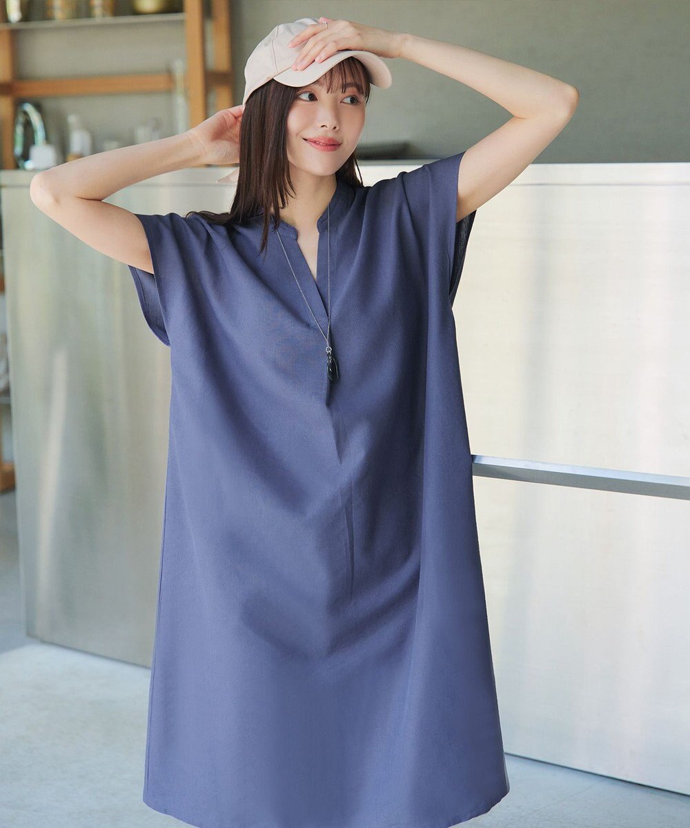 Tiaclasse 【洗える】リネンミックススキッパーシャツワンピース 