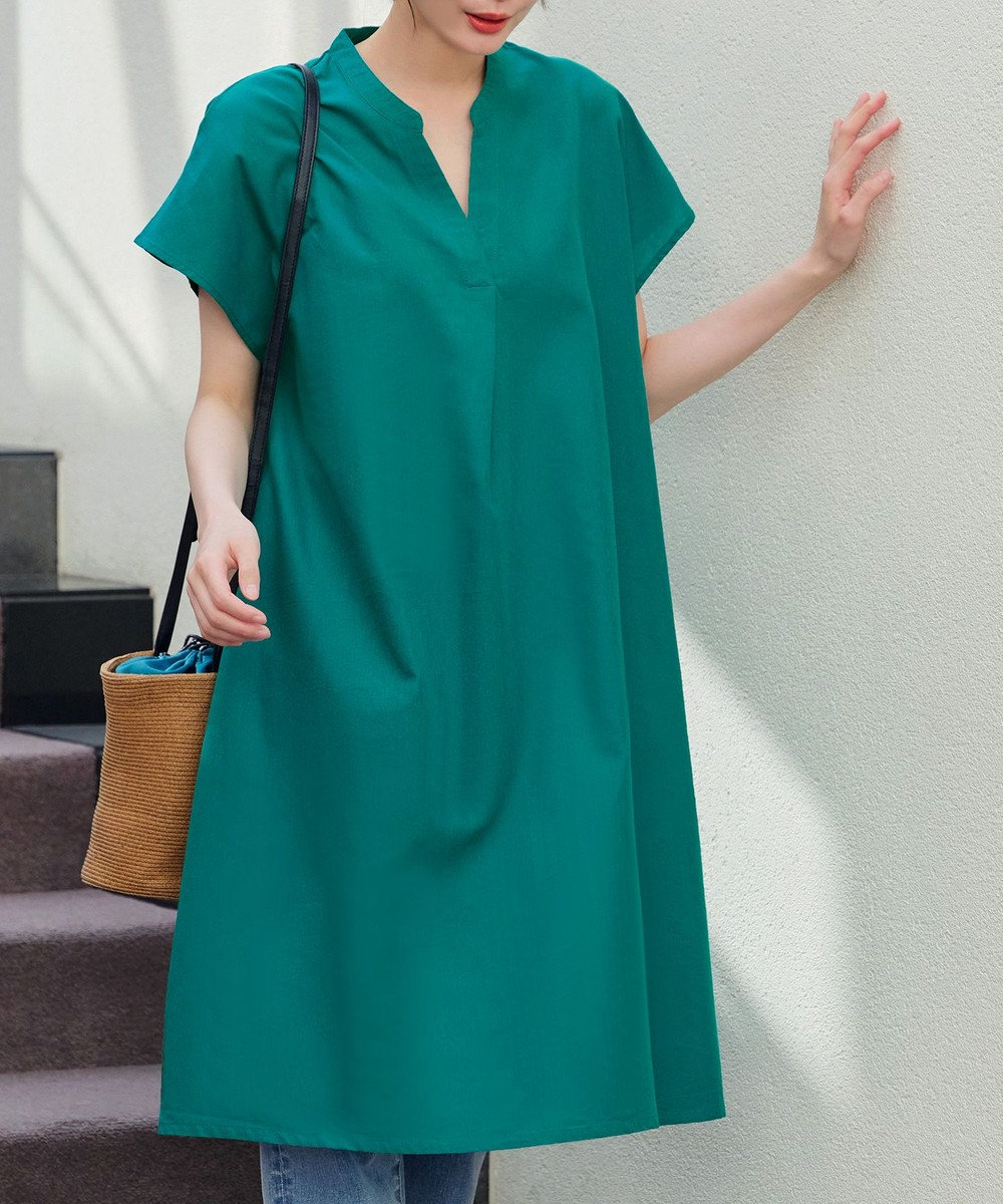 Tiaclasse 【洗える】リネンミックススキッパーシャツワンピース 