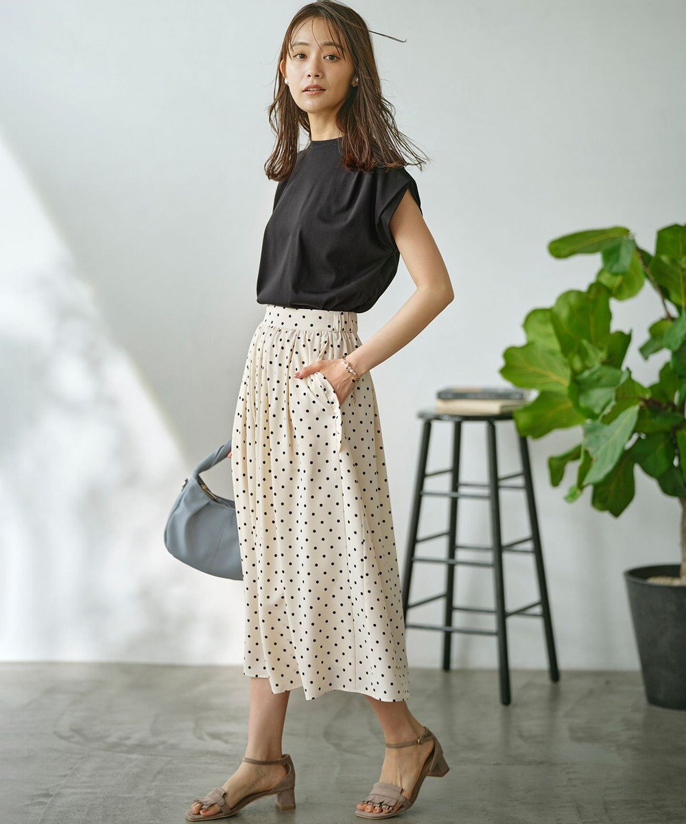 組曲 L 【WEB限定】ドットプリントデシン フリルパンツ 