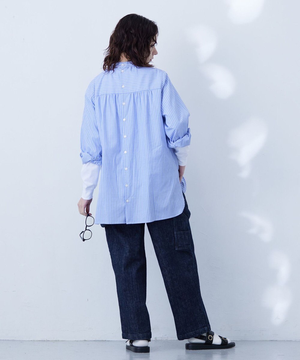 J.PRESS YORK STREET 【WOMEN】バックボタン ストライプブラウス 