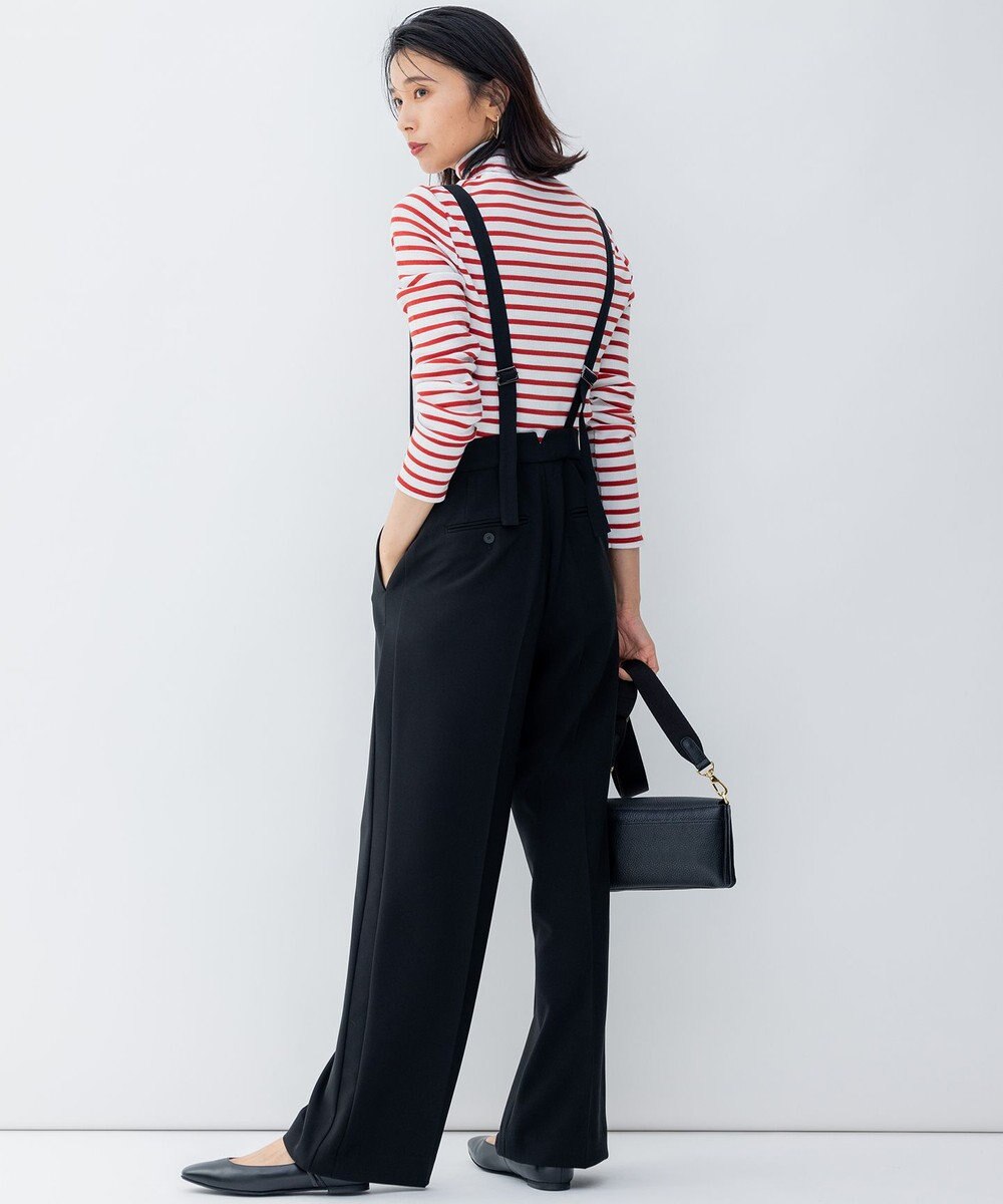 23区 【洗える】ストレッチダブルクロス サスペンダーパンツ 