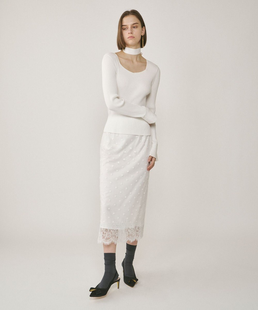 GRACE CONTINENTAL ボウタイリブニットトップ 