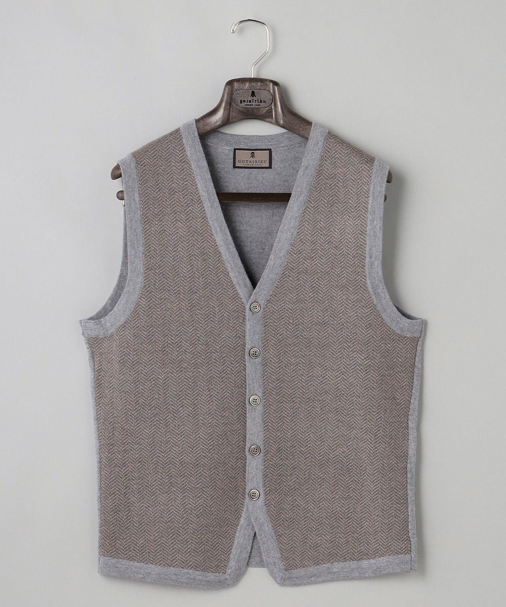 GOTAIRIKU 体温調整に【洗える/チクチクしにくい/ピリングしにくい】イタリア糸 ハイゲージ ベスト_WOOL100% 