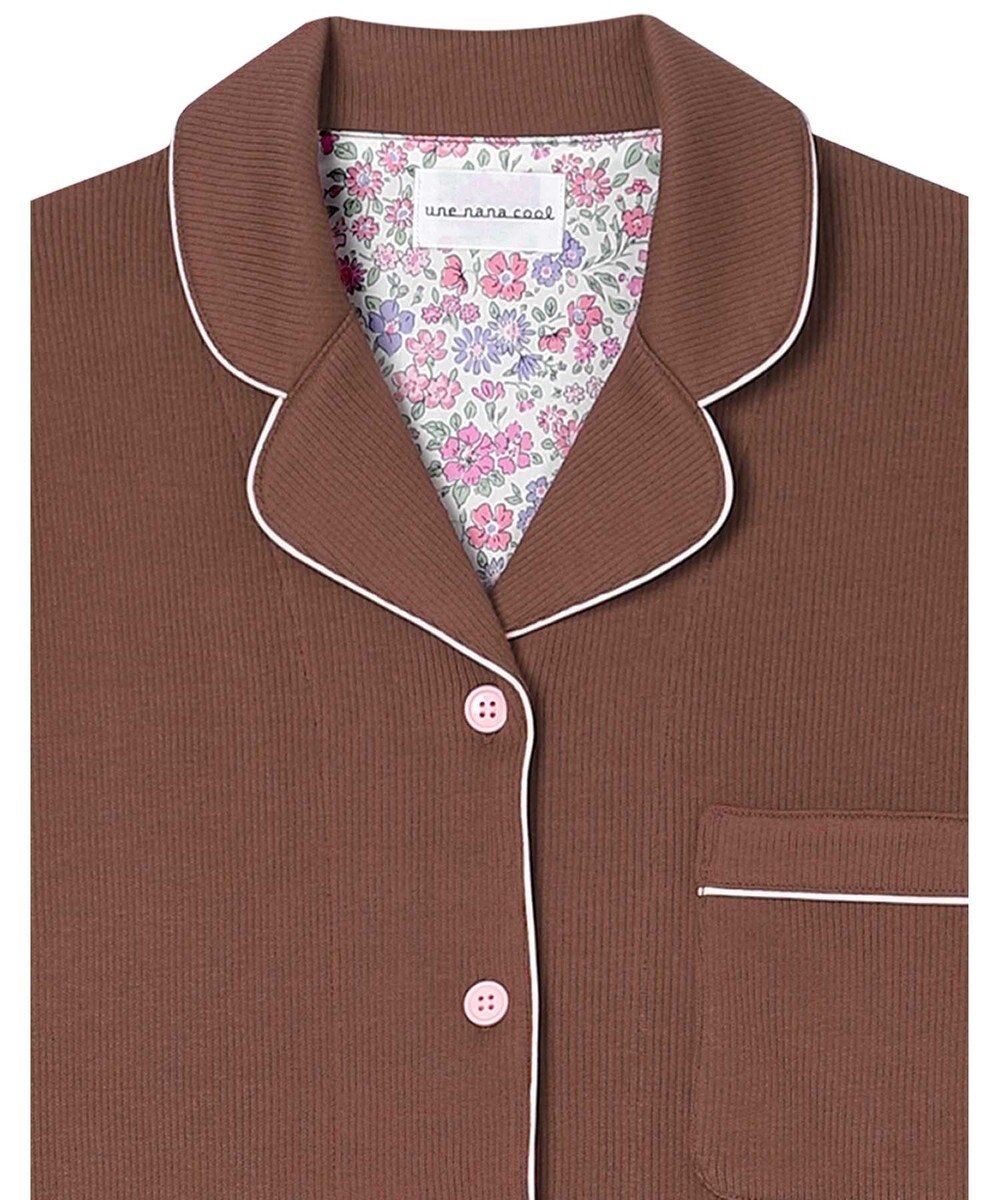 une nana cool 【綿混】ソフトコットンリブ 長袖開襟パジャマ MADE WITH LIBERTY FABRIC 