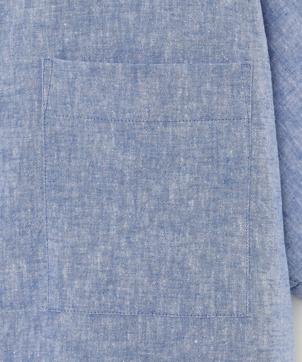 23区 【SLOW/洗える】リネンコットン 半袖クロップドシャツ 