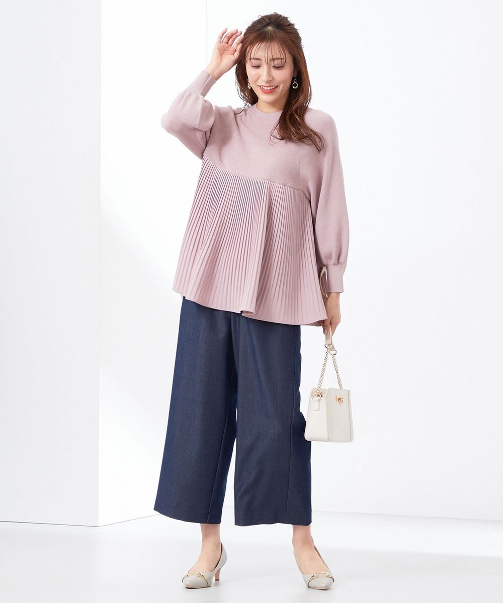 ANY SIS 【洗える】プリーツコンビ ニット 