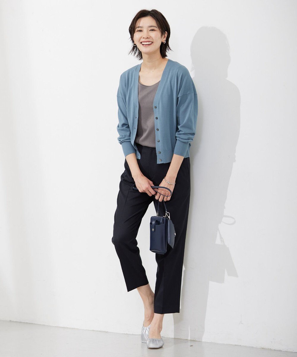 J.PRESS LADIES S 【洗える】 Co/Peライト Vネック ショート カーディガン 