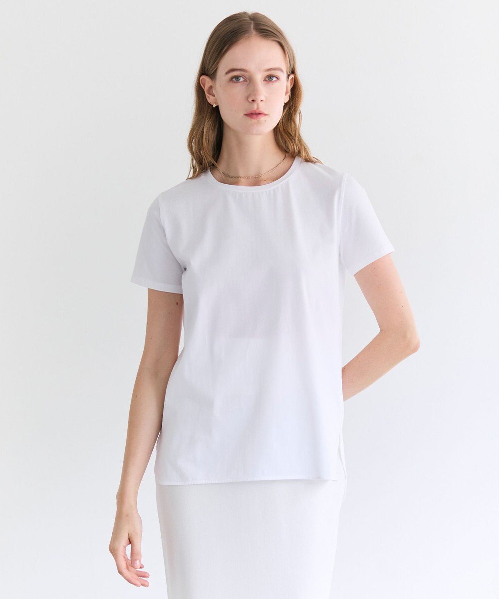 BEIGE， BROIS / コットンストレッチシャツテールTシャツ 