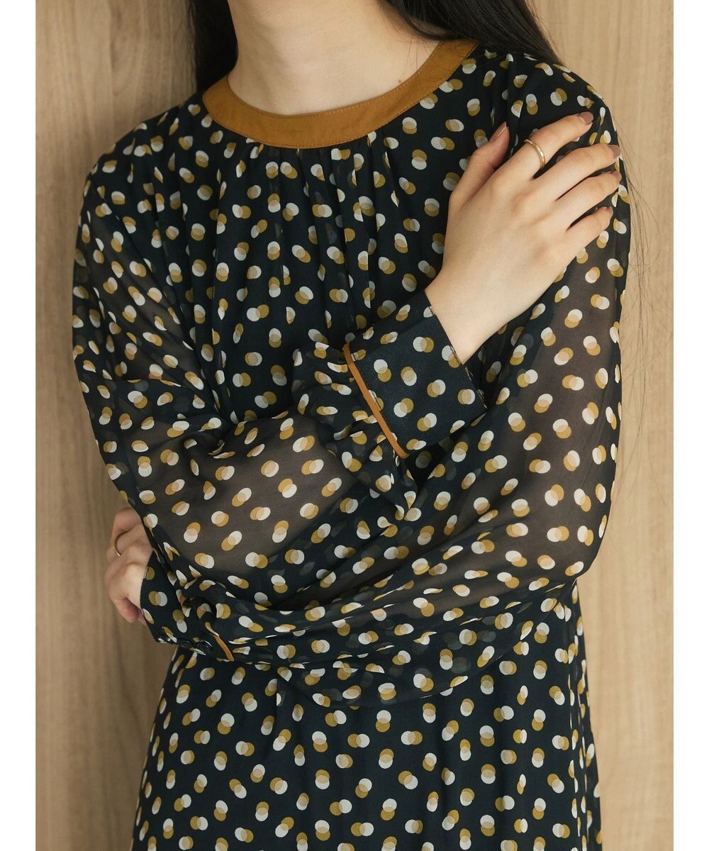 Green Parks armonia．ドットプリントパイピングワンピース 