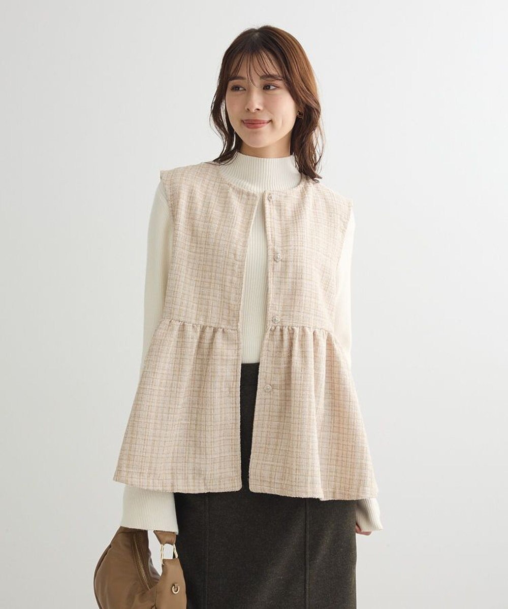 Green Parks ラメツィードペプラムベスト 