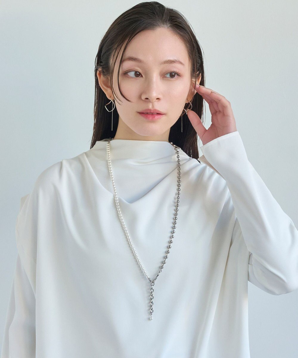 Phoebe 【セレモニーセット】マルチwayメタルボールパールネックレス×2wayグレースツイストラインイヤリングSET 