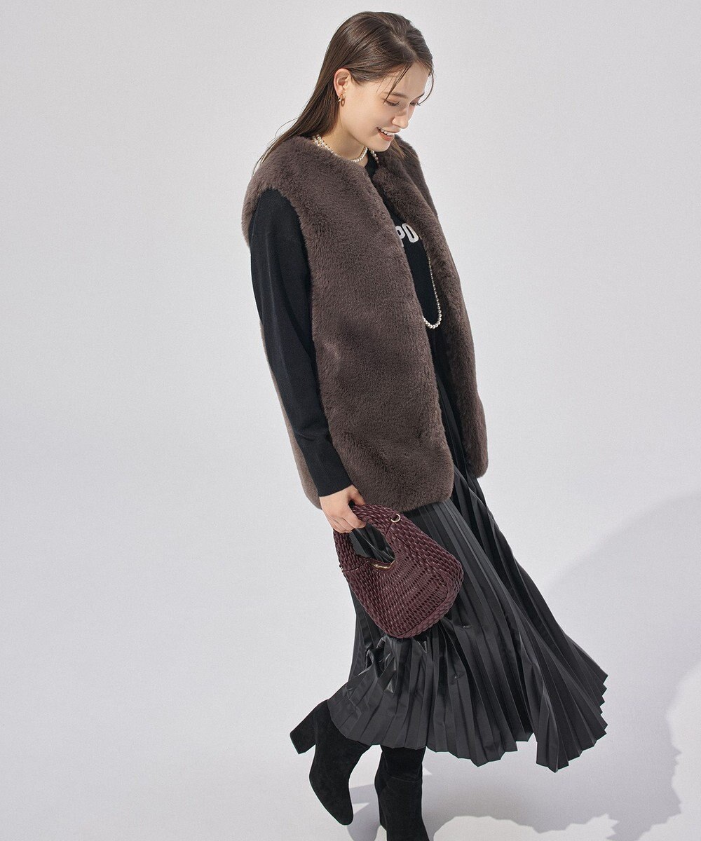 UNFILO 【野呂佳代さん着用】フェイクレザー プリーツスカート 