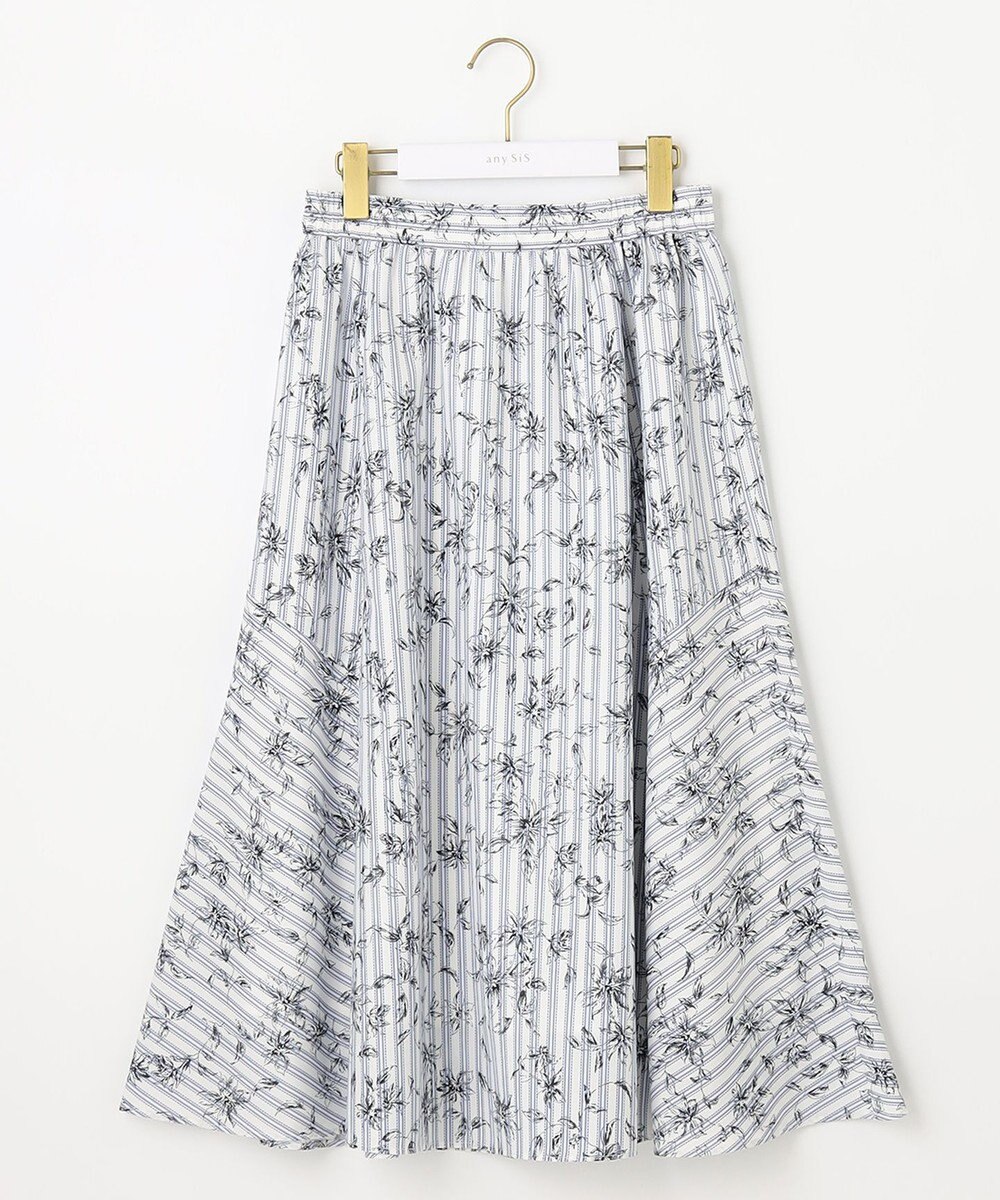 ANY SIS 【洗える】ラインフラワーストライプ スカート 