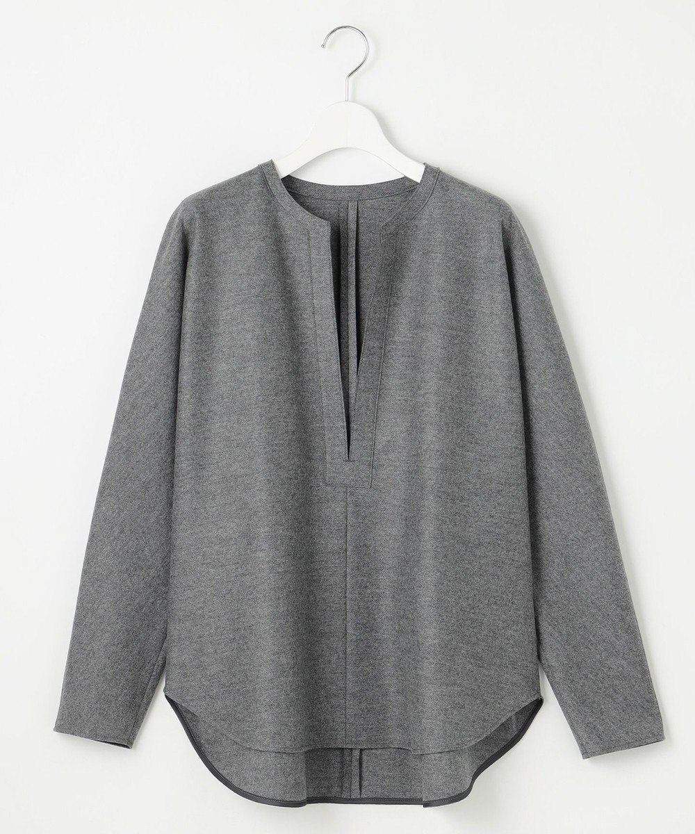 23区 【エステータ】ウールツイルジャージー スリットネック ブラウス 