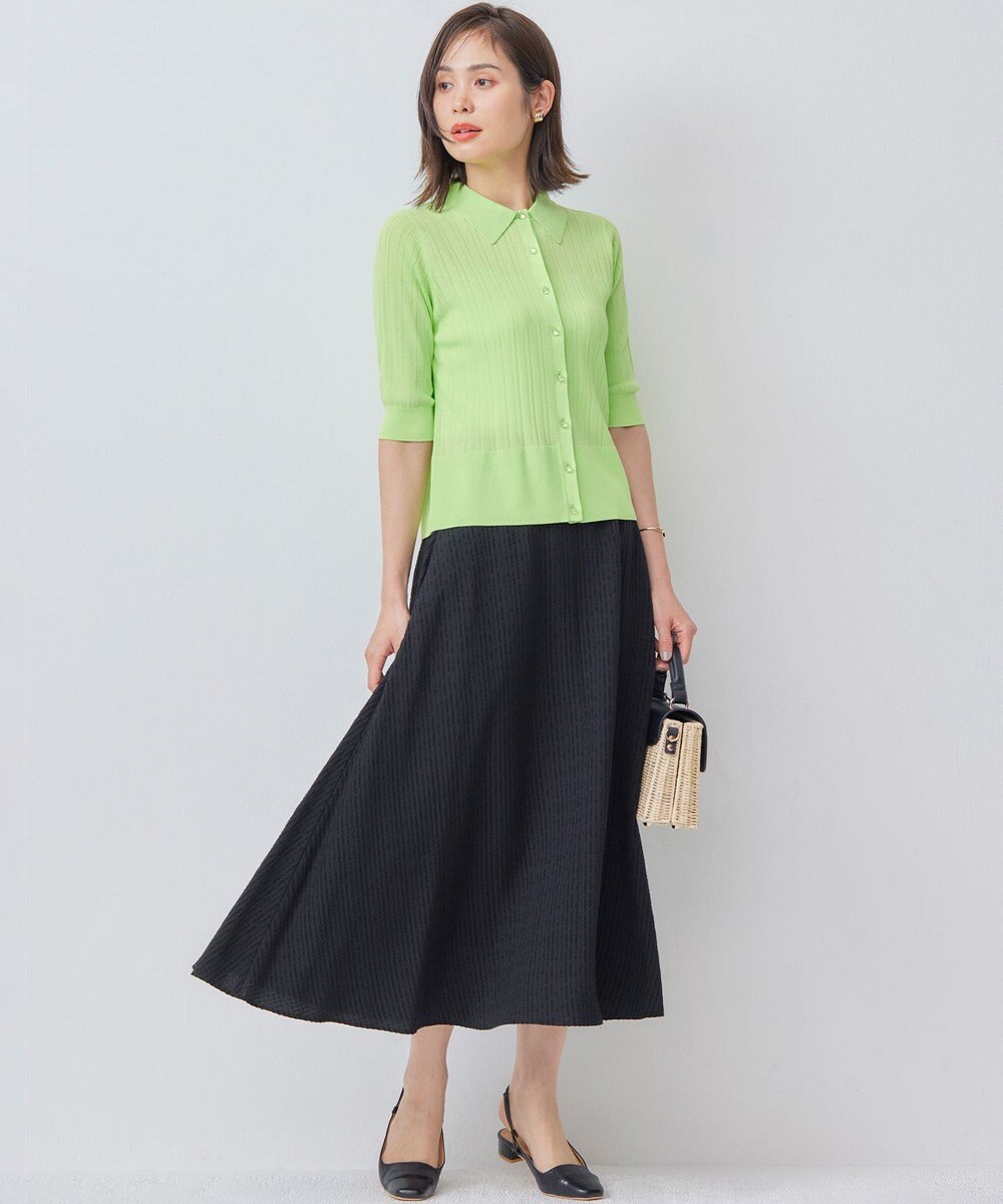 組曲 L ステッチストライプドビー フレアスカート 