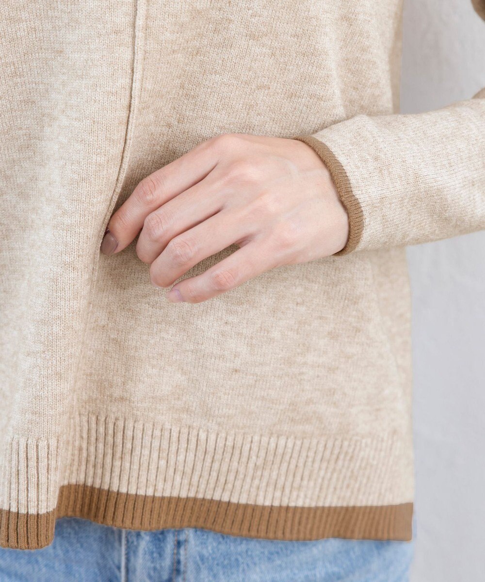 Tiaclasse 【洗える】もっちり素材が肌触り抜群の配色ニットトップス 