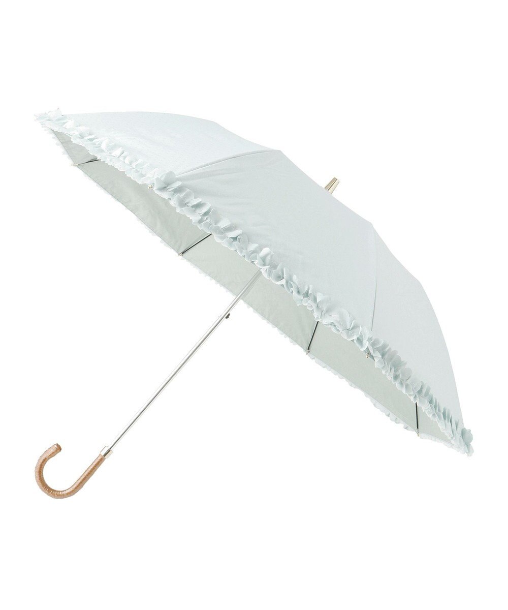 MOONBAT ランバン オン ブルー 晴雨兼用日傘 折りたたみ傘 ドビー×フリル 遮光 遮熱 UV 