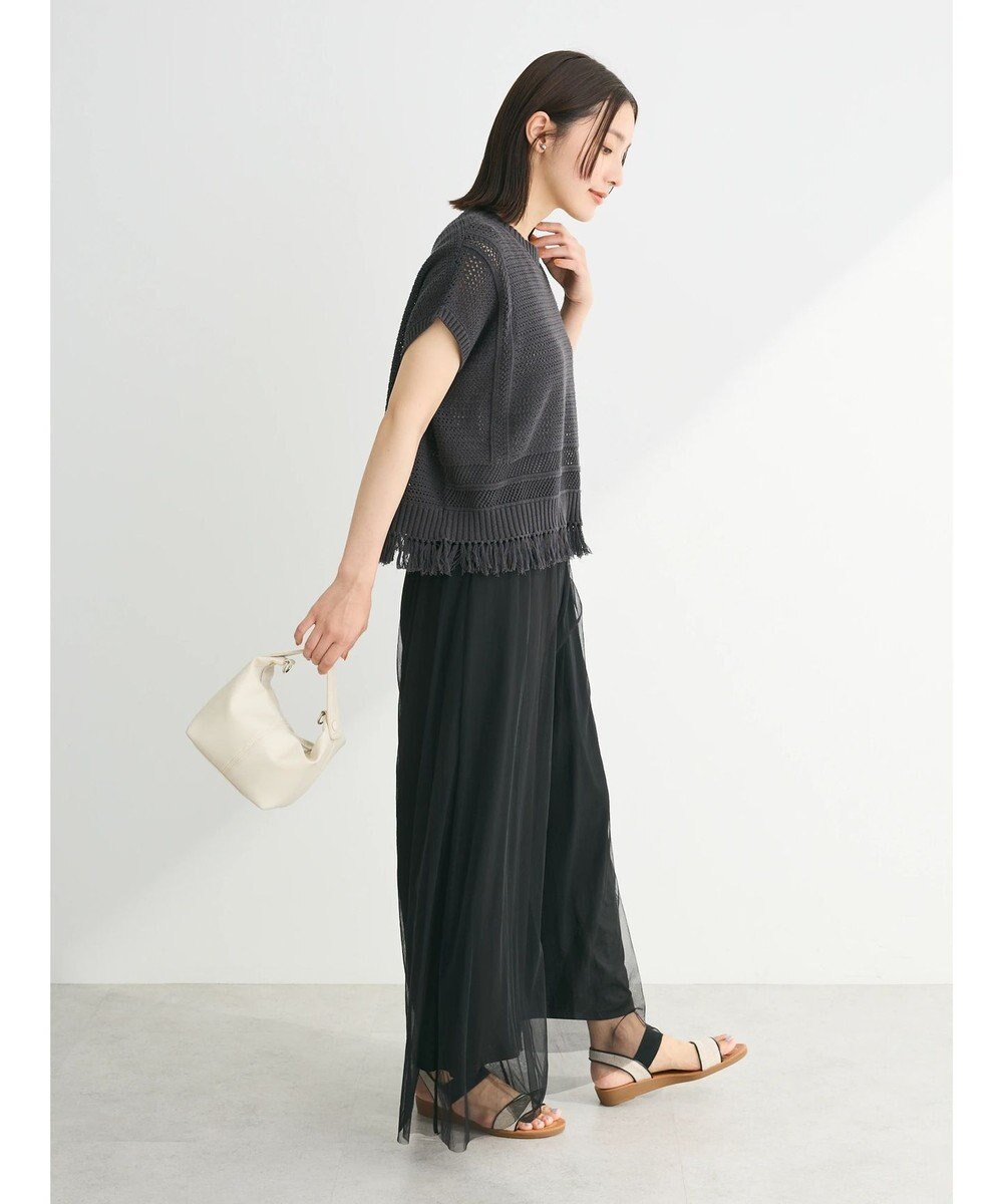 Green Parks 裾フリンジメッシュニットプルオーバー 